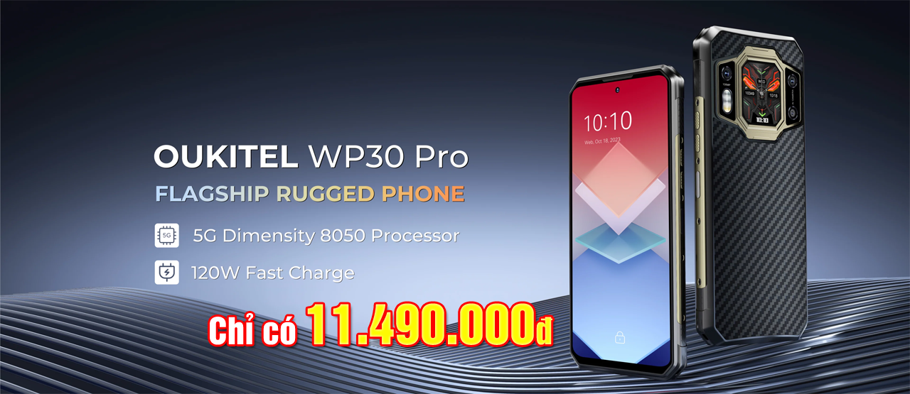 Oukitel WP30Pro - Smartphone 2 màn hình 2K siêu bền 5G pin khủng