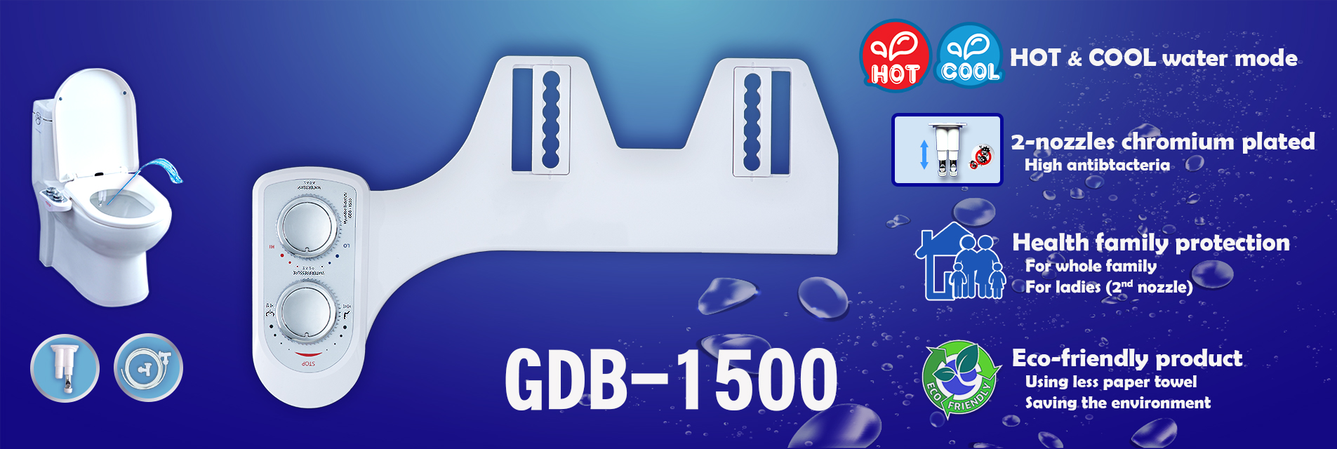GDB-1500 Second nozzle for ladies, Hot and Cool water