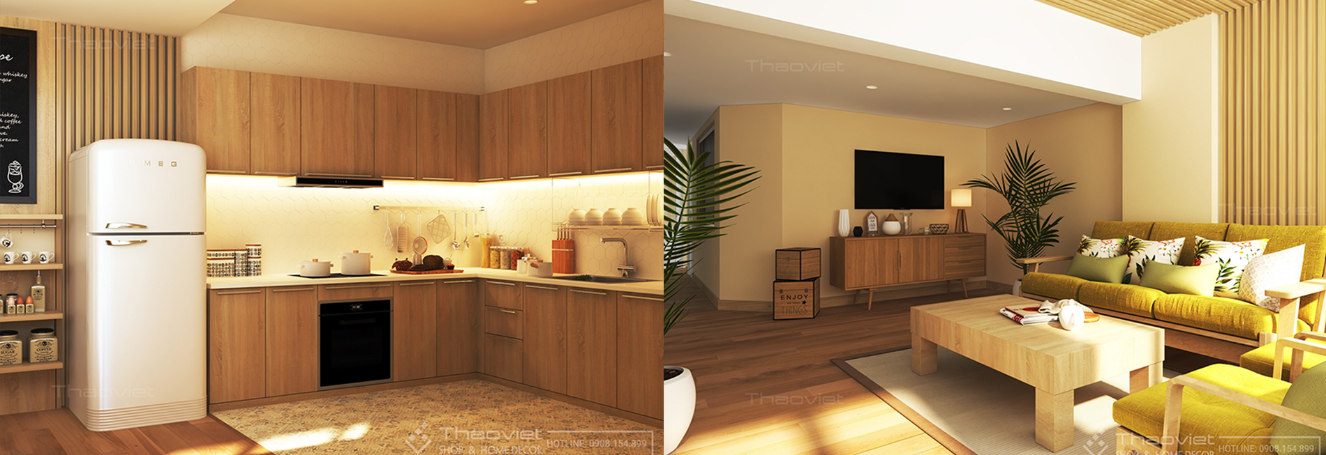 Bạn mơ đến một căn bếp - một phòng khách hiện đại