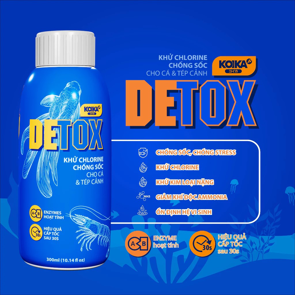 DETOX - Khử Chlorine, Chống shock dành cho Cá và Tép Cảnh
