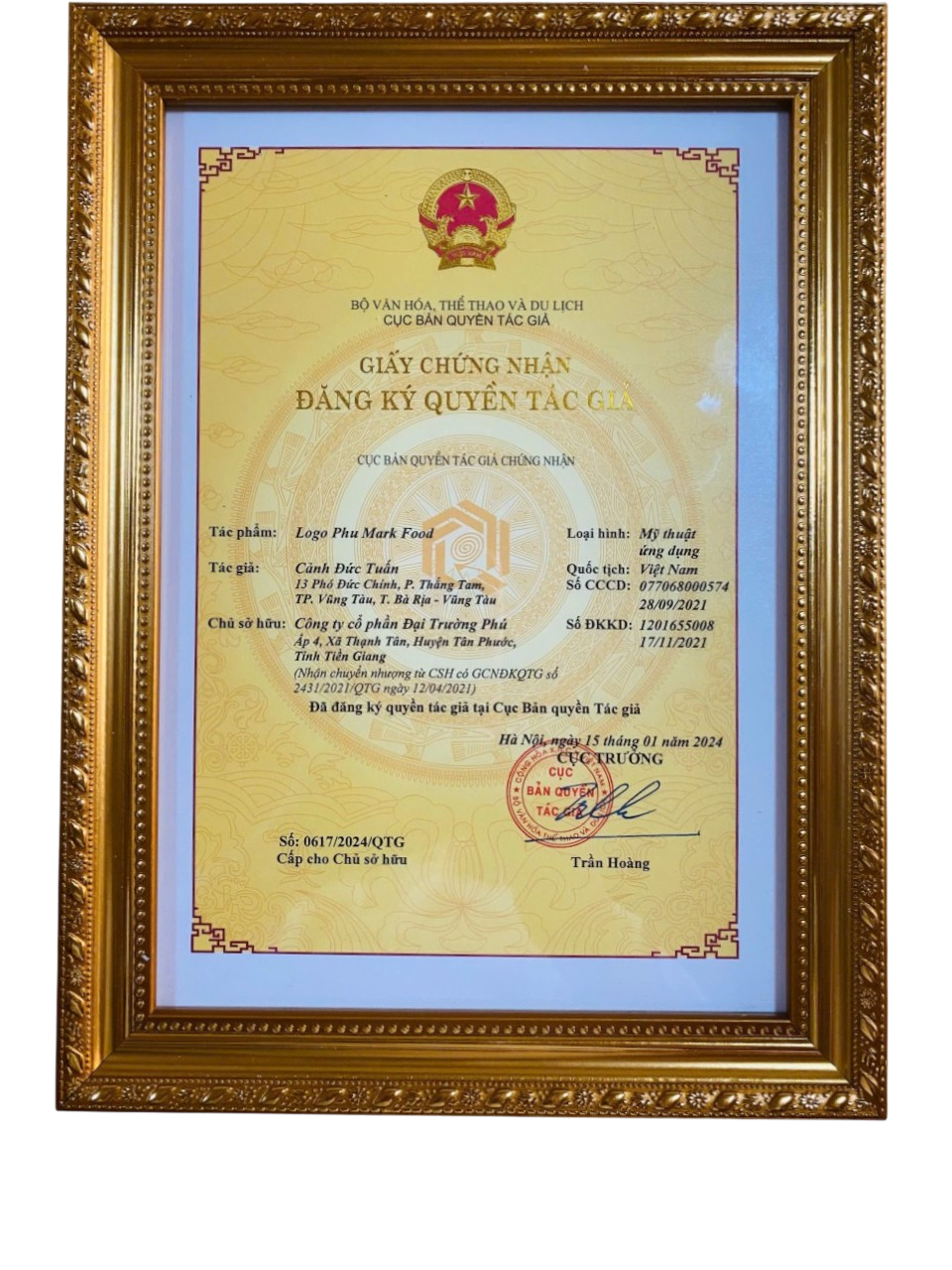 Giấy chứng nhận đăng ký quyền tác giả