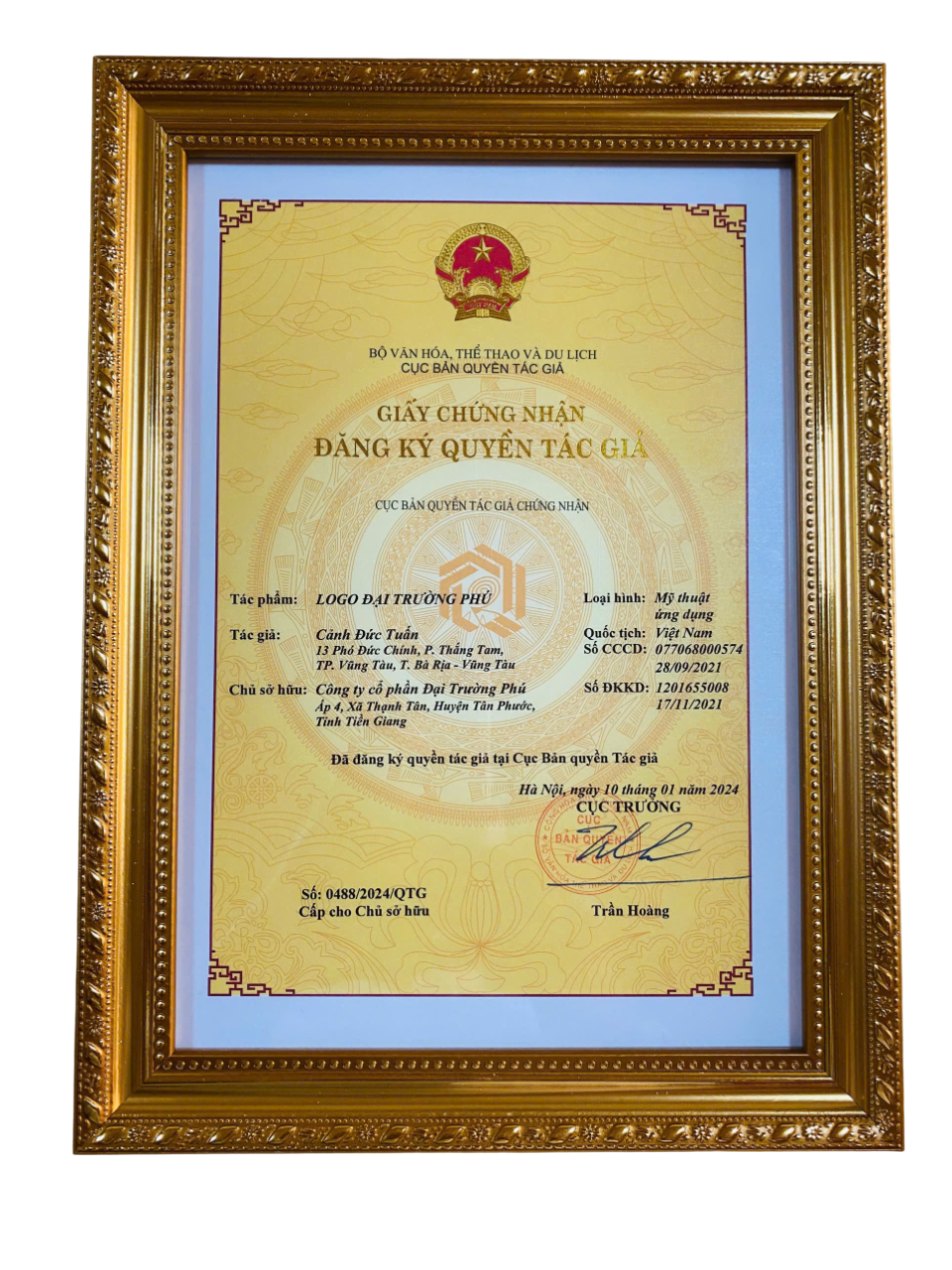 Giấy chứng nhận đăng ký quyền tác giả