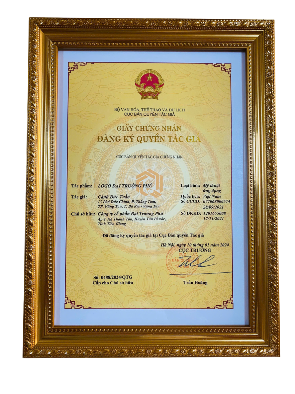 Giấy chứng nhận đăng ký quyền tác giả