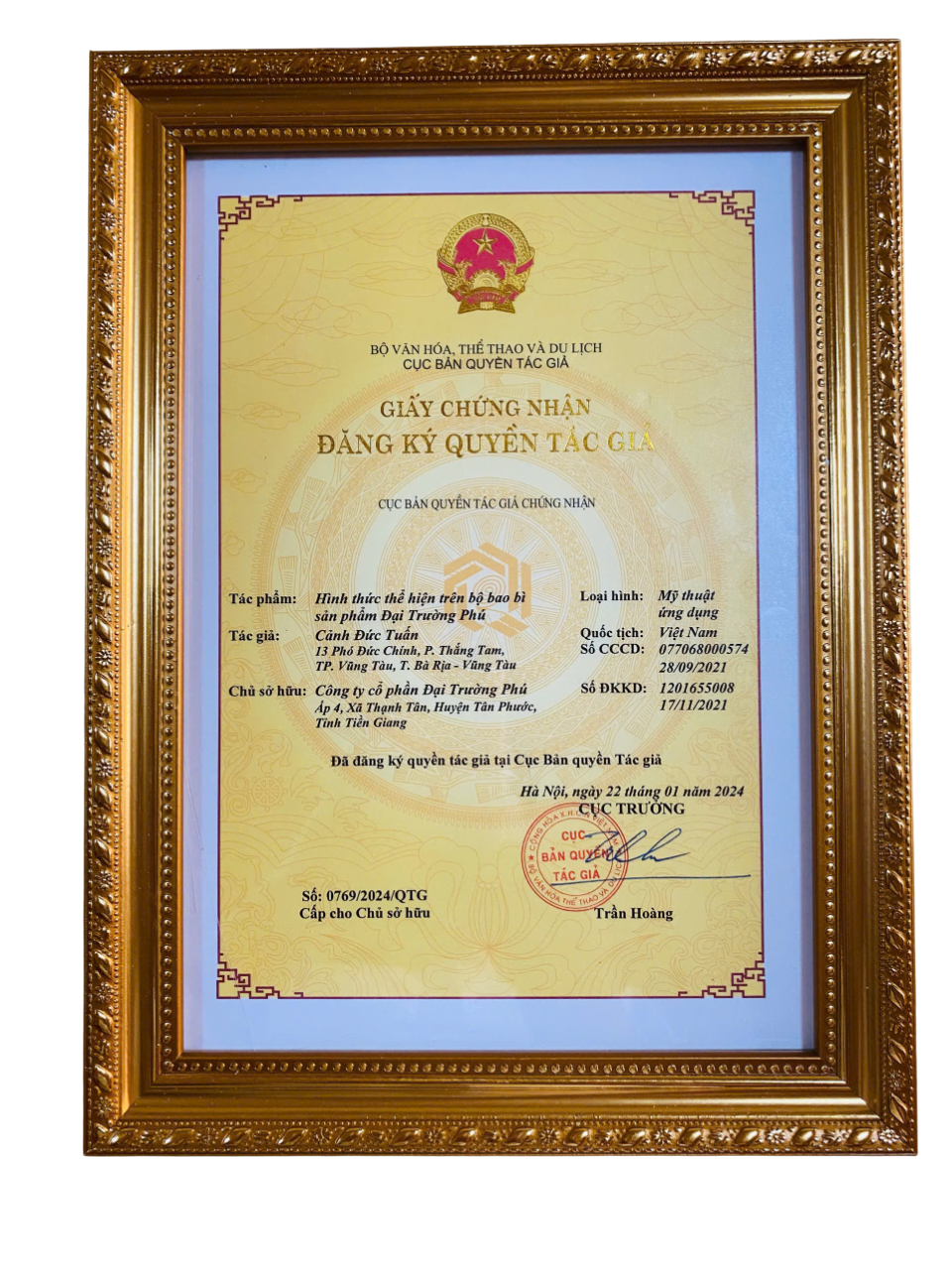 Giấy chứng nhận đăng ký quyền tác giả