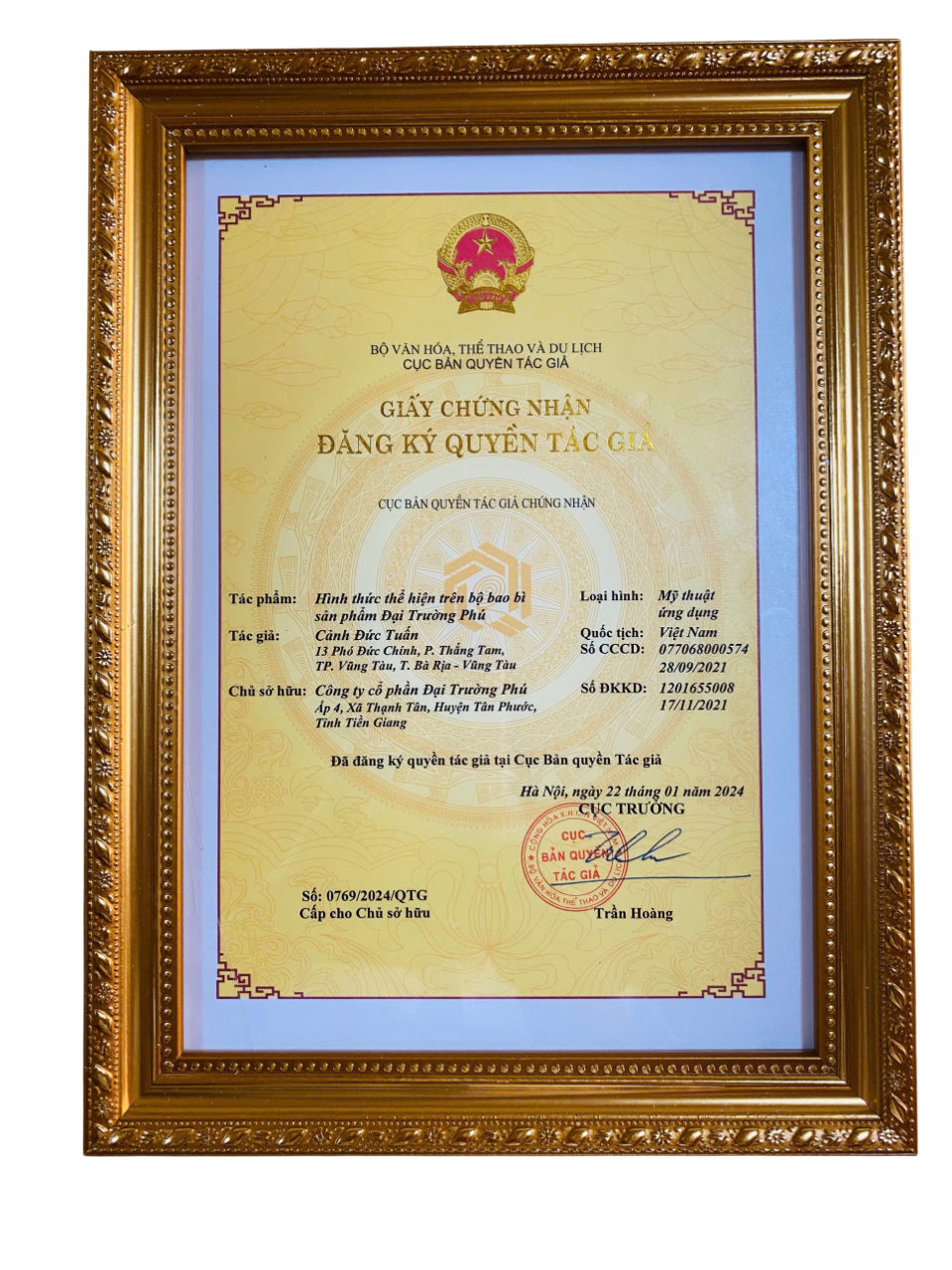 Giấy chứng nhận đăng ký quyền tác giả