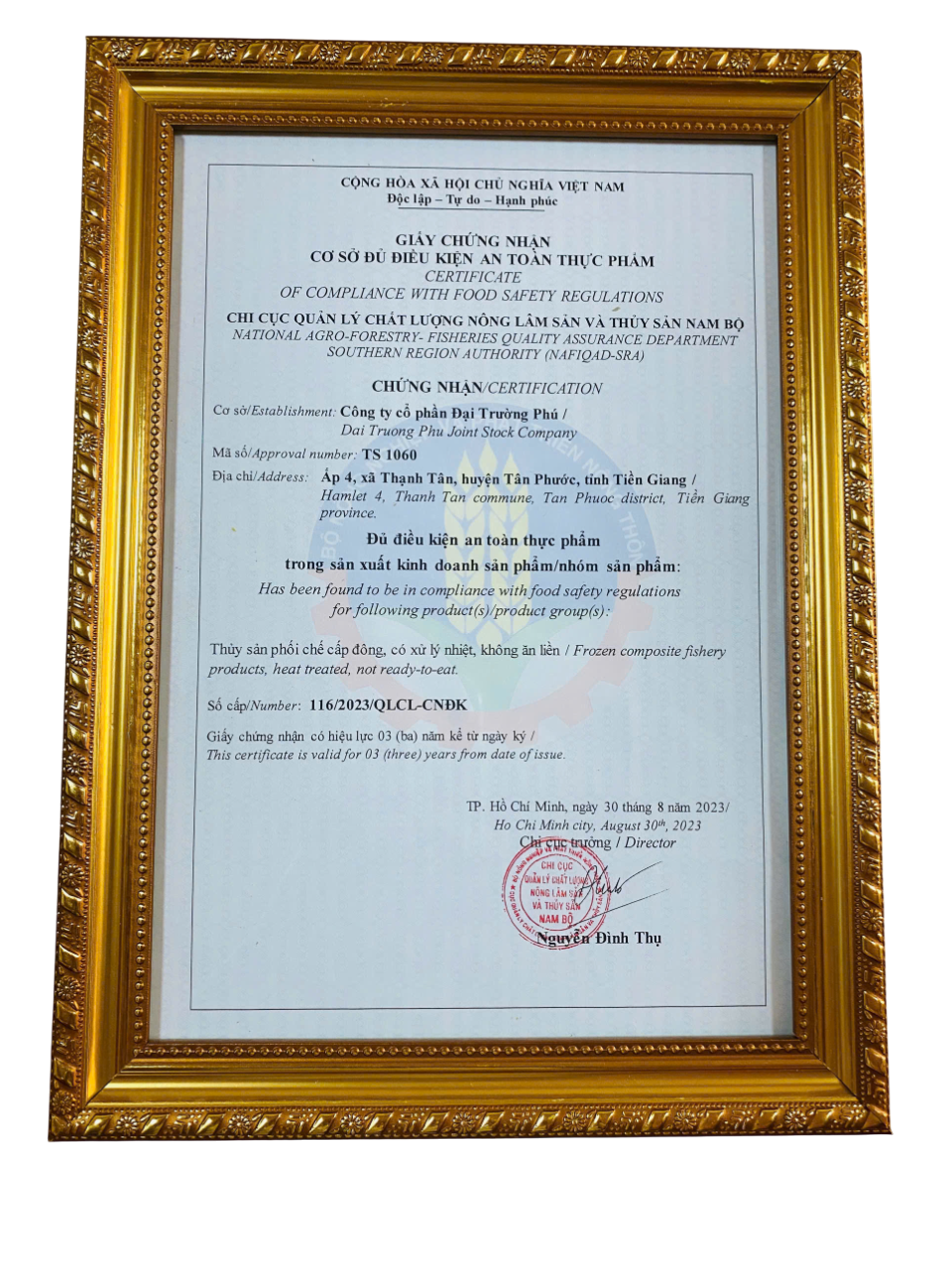 Giấy chứng nhận an toàn thực phẩm