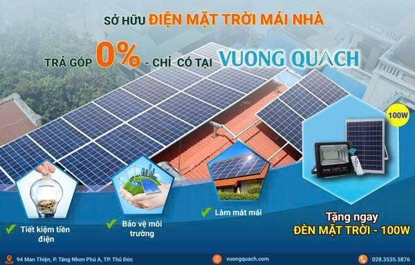Sở hữu hệ thống điện mặt trời mái nhà trả góp 0% — ưu đãi chỉ có tại Vương Quách