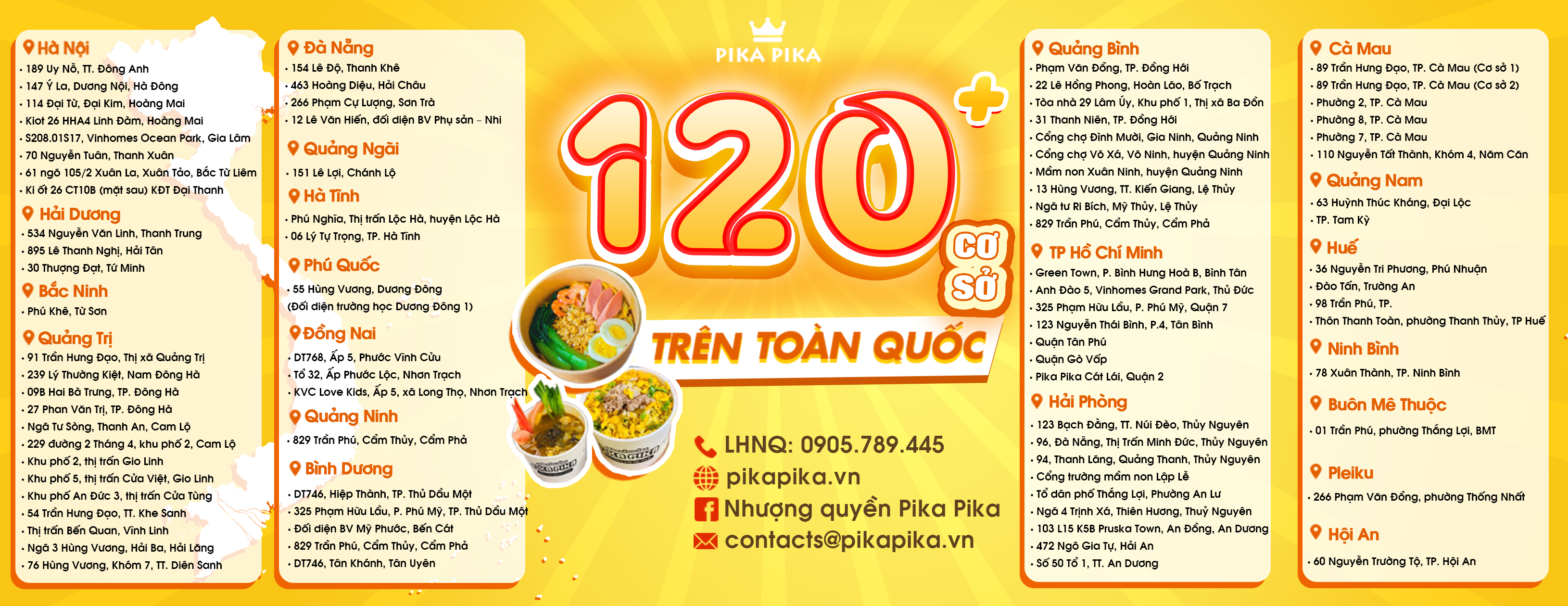 Hệ thống chi nhánh cháo dinh dưỡng Pika Pika Việt Nam