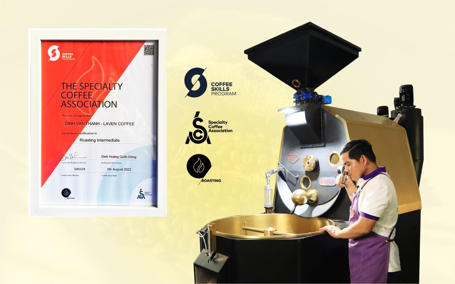Đội ngũ rang Laven Coffee có tay nghề chuyên môn cao