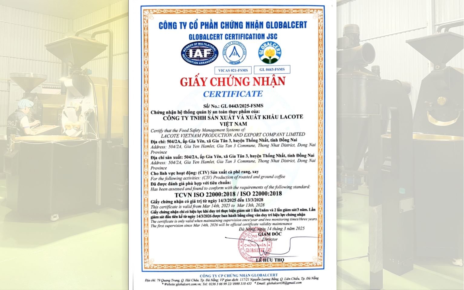 Nhà máy chuẩn hóa – Đạt chứng nhận ISO 22000