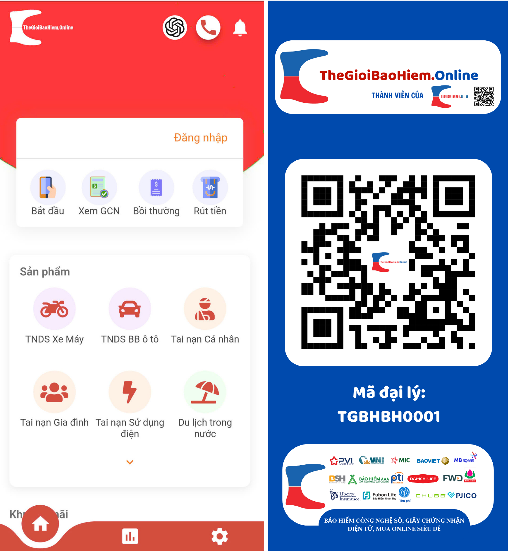 Ứng dụng Thế Giới Bảo Hiểm Online