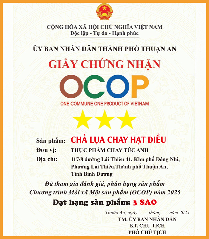 Chứng Nhận OCOP 2025