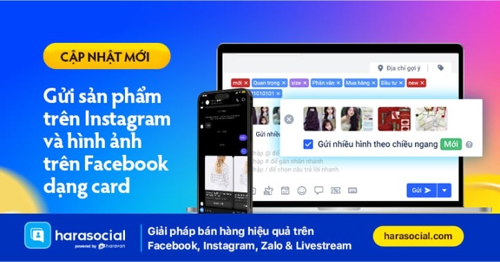 Gửi sản phẩm trên Instagram và hình ảnh trên Facebook dạng card