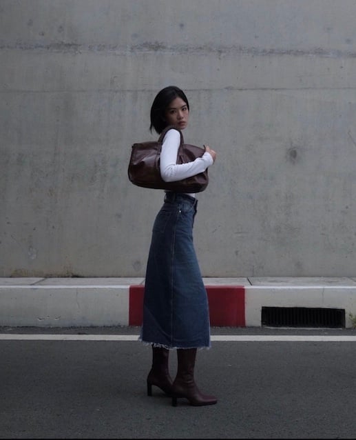 1970s Denim Midi Skirt - The 1975 Wash