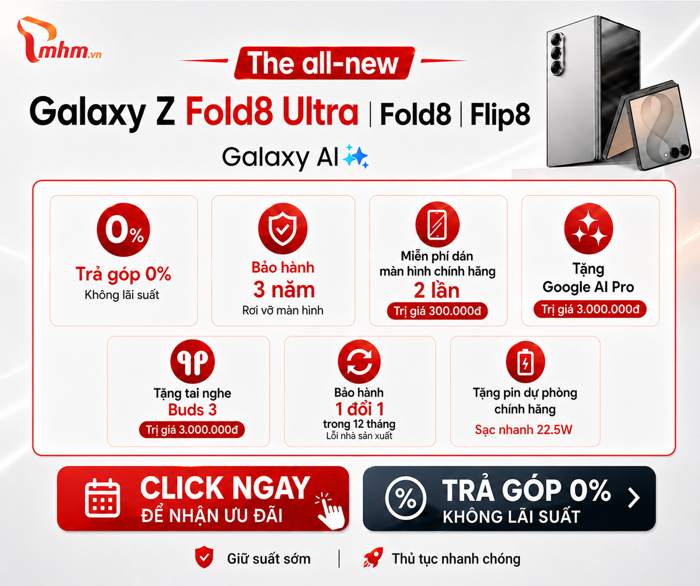 Ưu đãi đặt trước Galaxy Z Fold8 Ultra, Fold8 và Flip8 tại Minh Hoàng Mobile
