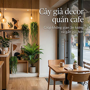 cây giả trang trí quán cafe