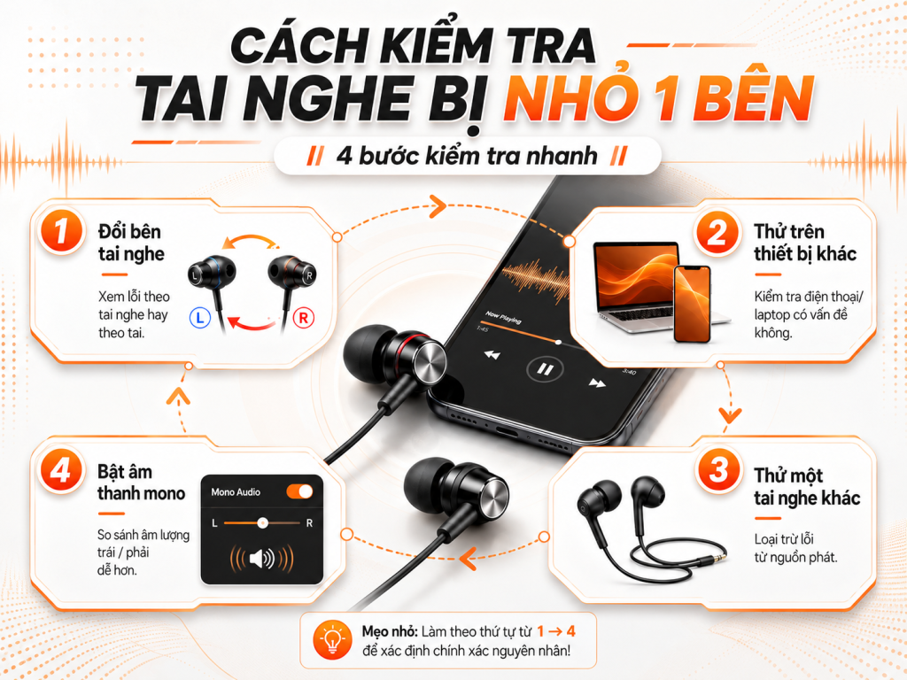 Cách khắc phục tai nghe bị nhỏ một bên