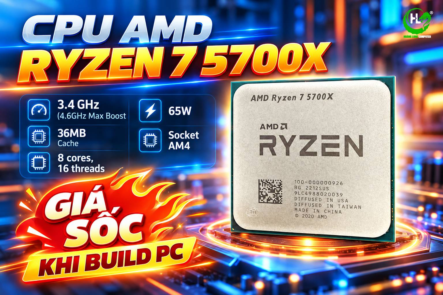 Ryzen 7 5700X: CPU 8 Nhân 16 Luồng Nâng Cấp Hiệu Năng - Nâng Tầm Trải Nghiệm