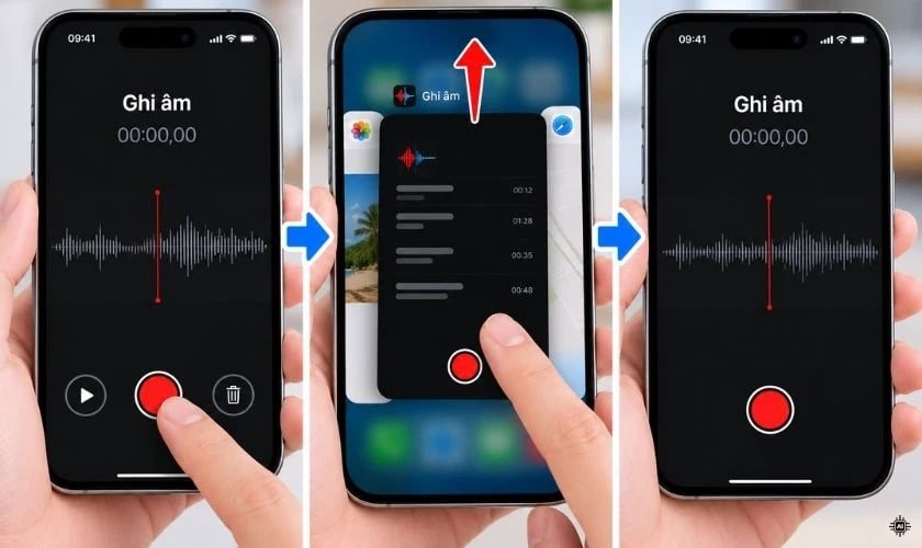 Tắt, mở lại ứng dụng Ghi âm