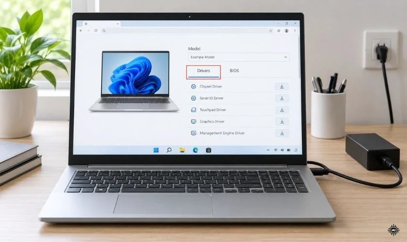 Khởi động lại máy và cập nhật BIOS, driver chính hãng