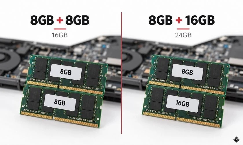 Tắt nguồn và lắp RAM đúng khe