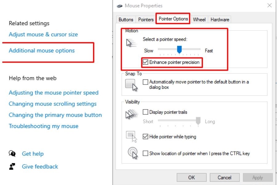 Loại bỏ tính năng gia tốc chuột của Windows