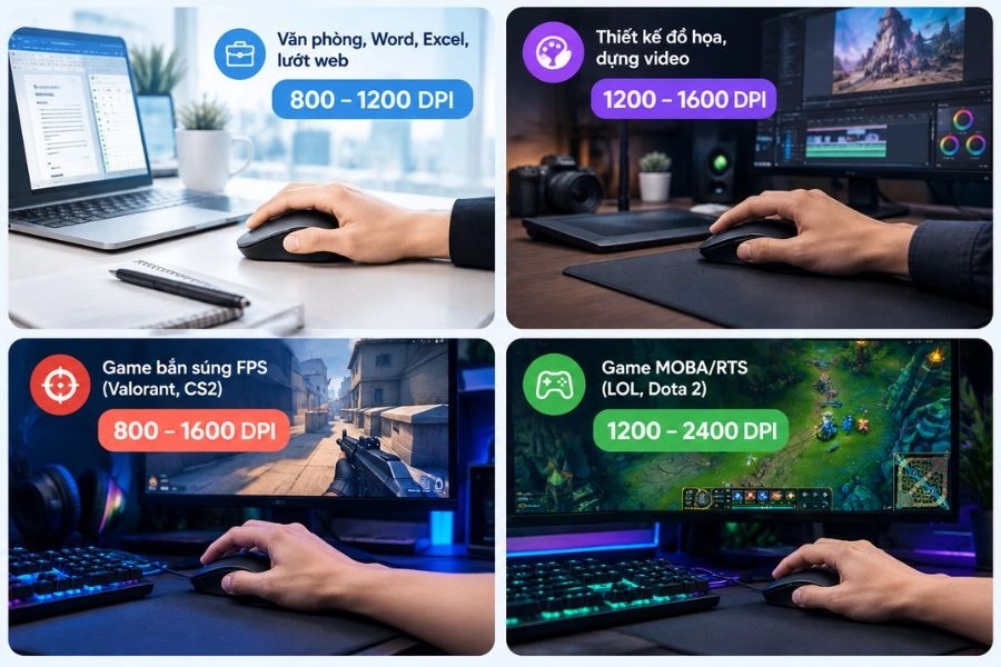 Cách chọn mức DPI chuột chuẩn cho từng nhu cầu