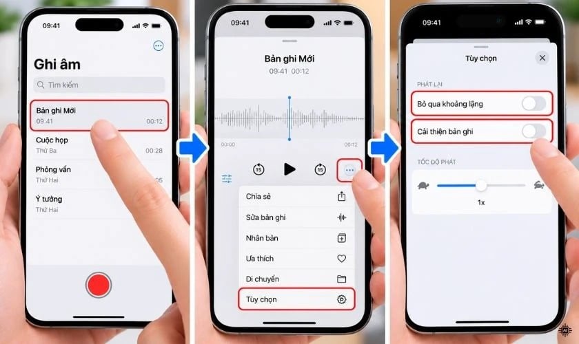 Điều chỉnh tùy chọn phát lại bản ghi