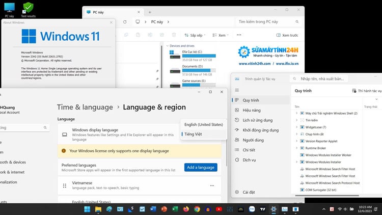 Giao diện Windows 11 tiếng Việt