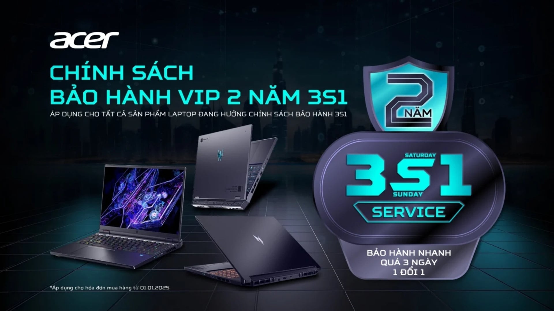 An tâm tuyệt đối với chính sách bảo hành VIP 3S1 chính hãng Acer