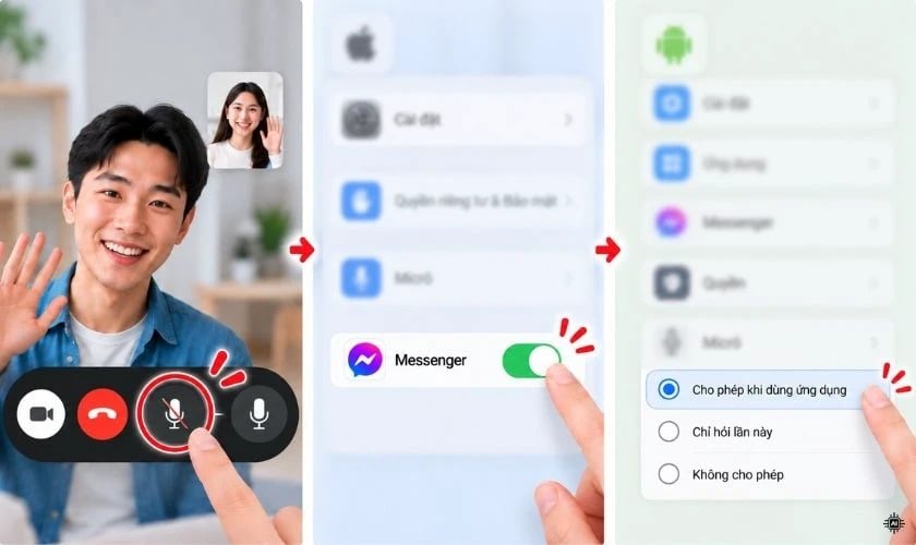 Bật micro và cấp quyền truy cập cho Messenger
