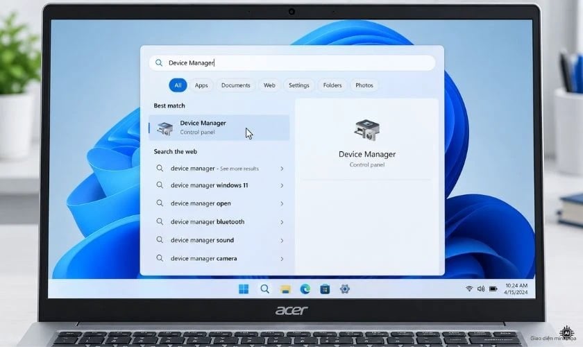 Mở Start, tìm kiếm Device Manager (Trình quản lý thiết bị