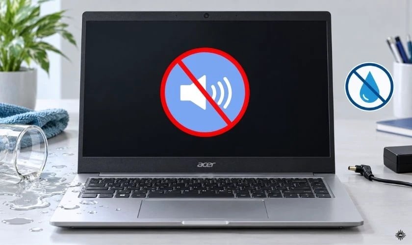 Laptop bị ẩm hoặc vào nước khiến loa laptop Acer bị rẻ