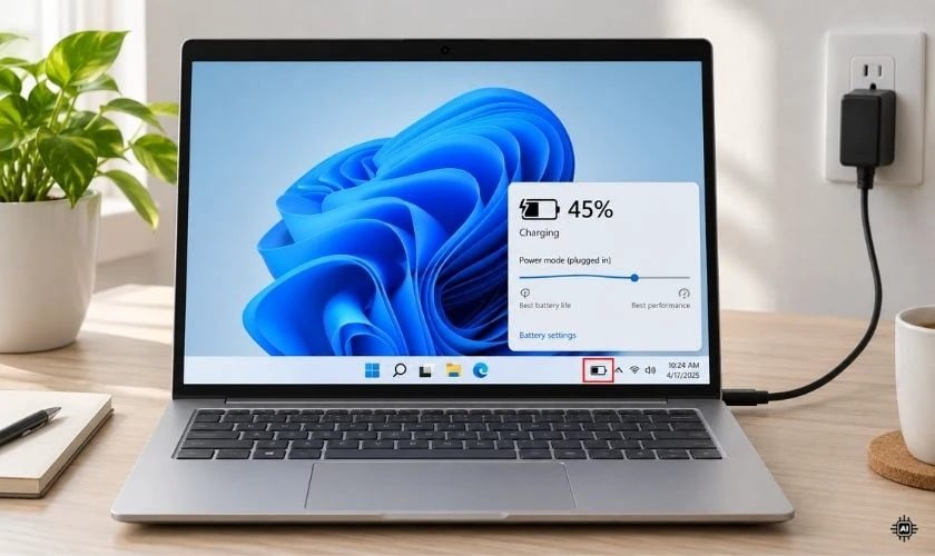 Kiểm tra PIN laptop và sạc khi cần thiết