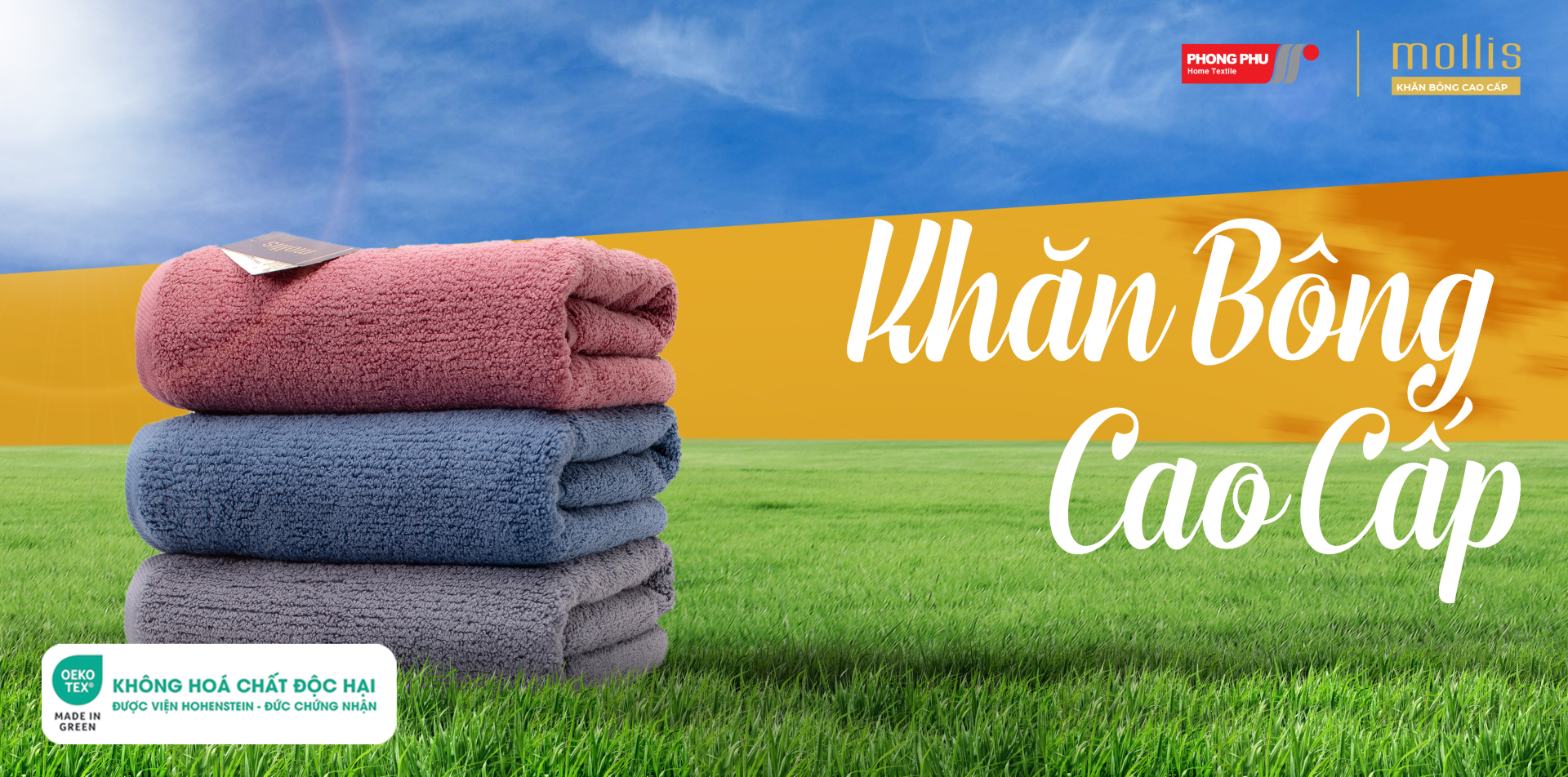 Bộ 3 khăn đồng giá từ Khăn bông cao cấp Mollis