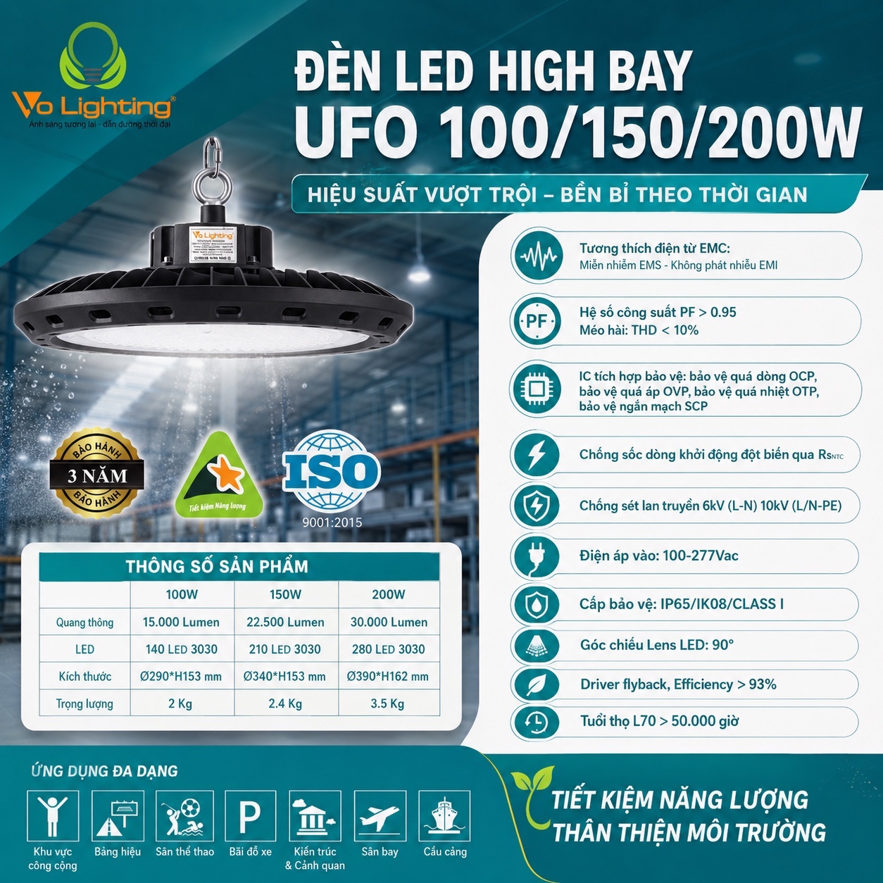 Đèn LED nhà xưởng UFO