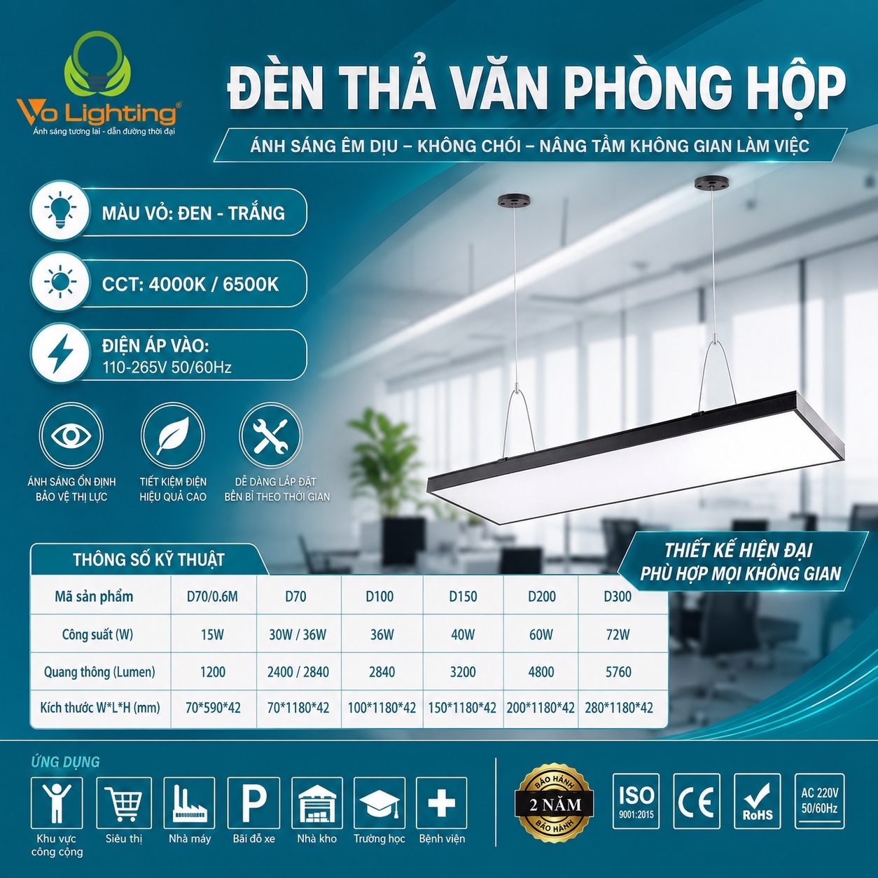 Đèn thả văn phòng