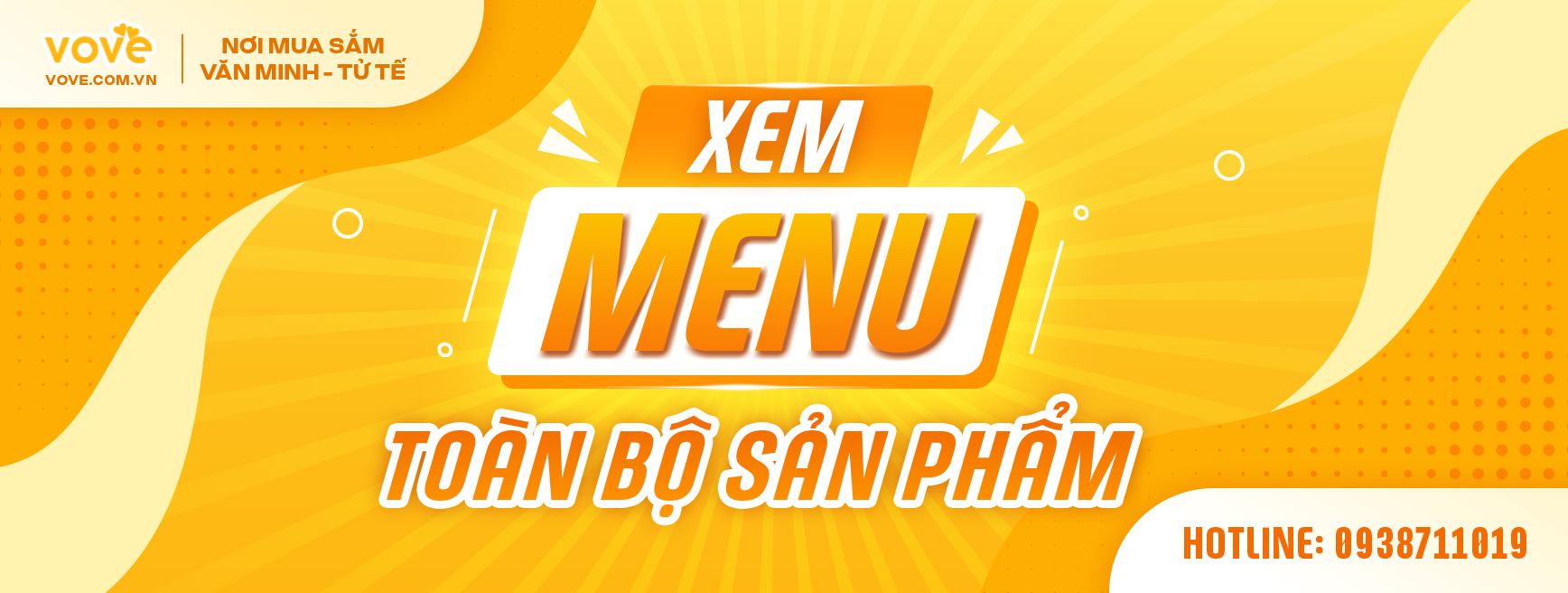 Banner trang chủ Vove với thông điệp mang đến trải nghiệm mua sắm tuyệt vời