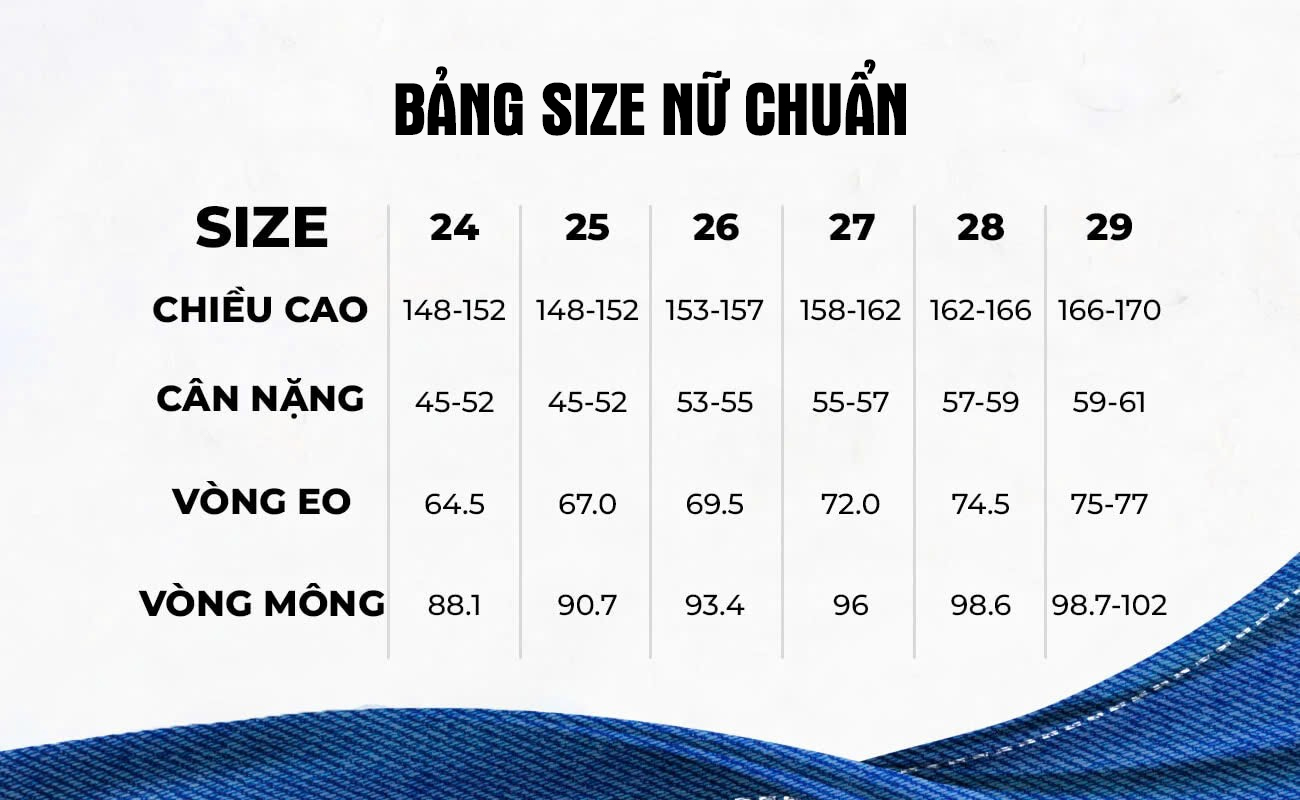 Thông số size Nam