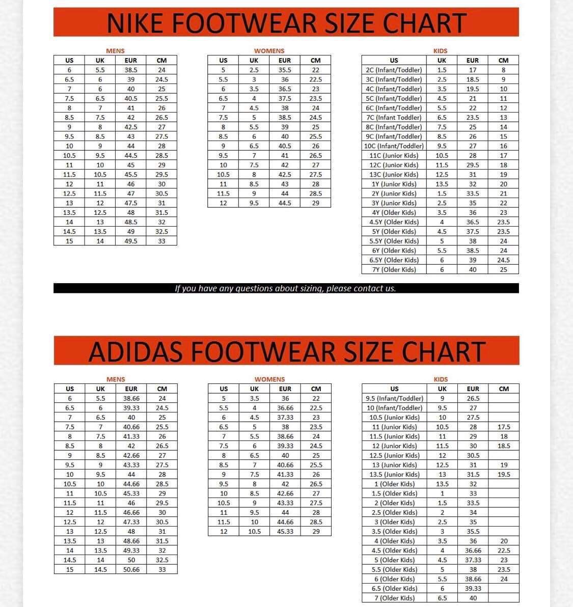 adidas predator size chart