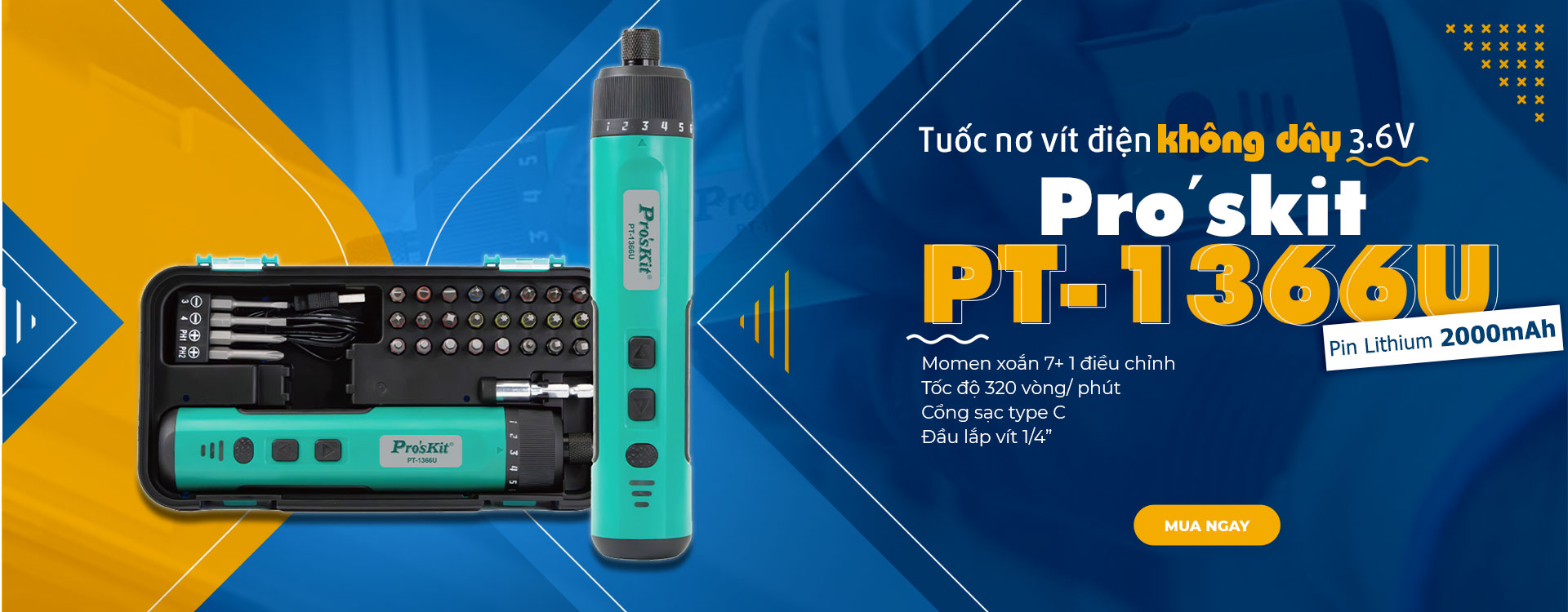Vít vặn dùng pin Pro'skit PT-1366U