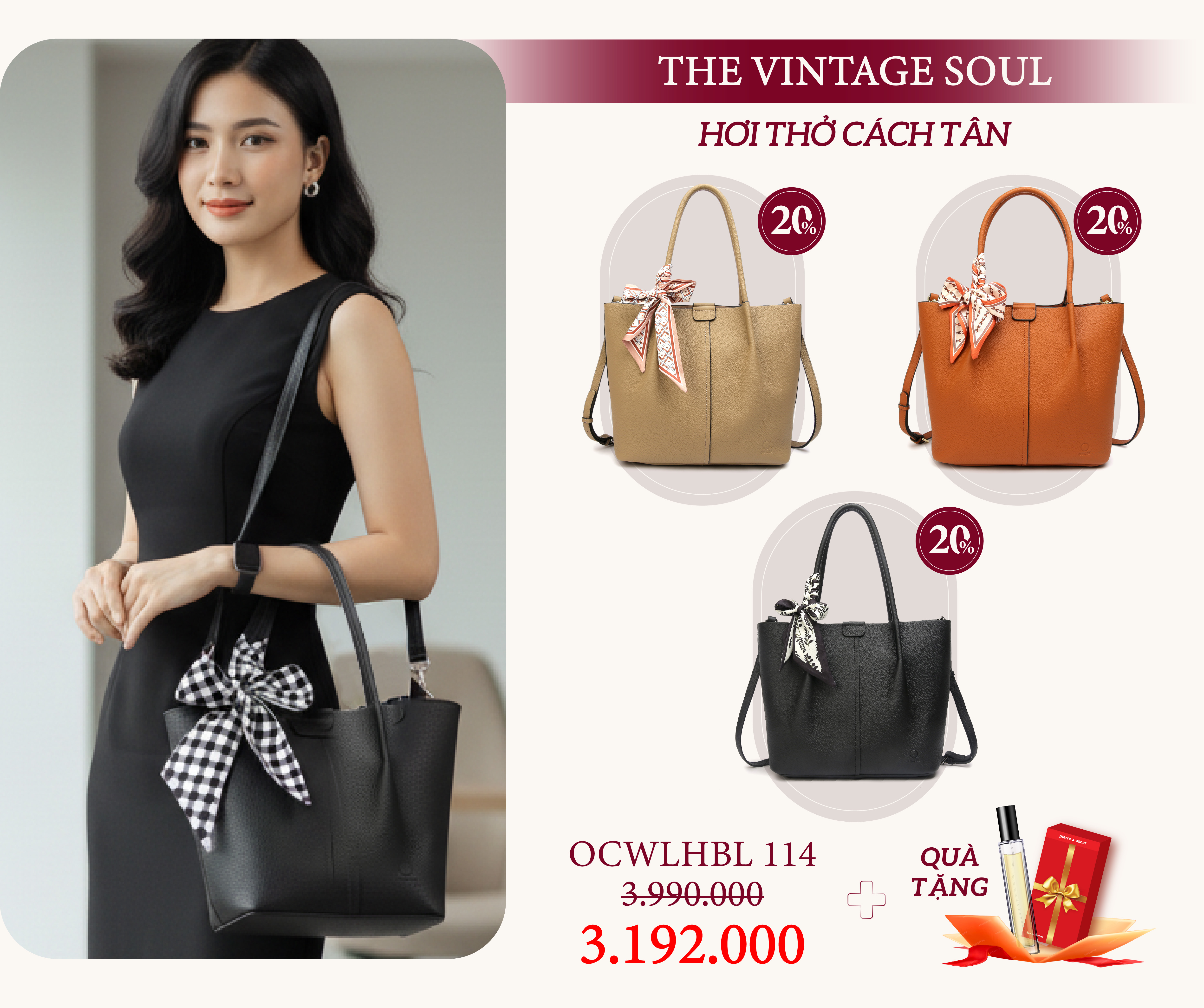 Pierre Cardin Paris Vietnam | Túi Tote Bag Da Bò Thật Oscar Fashion Phong Cách Cổ Điển - OCWHBLJ 114