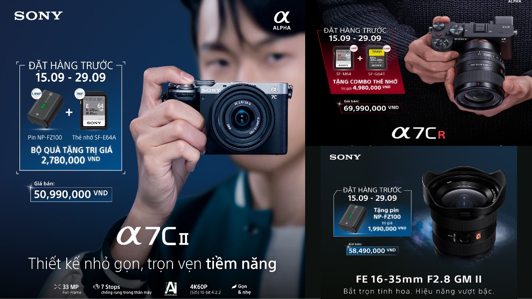 Sony A7C II : Bộ Quà Tặng Trị Giá 2,780,000 đvn