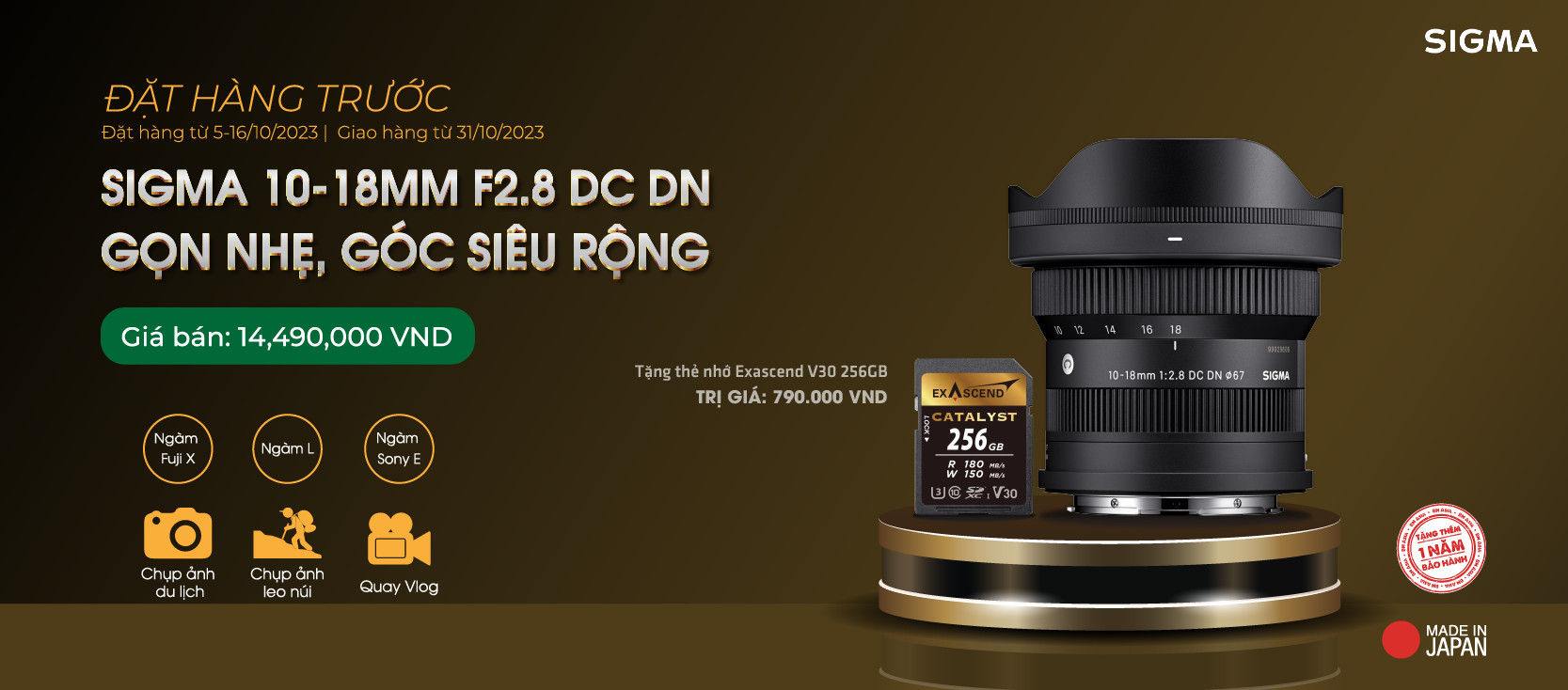 Sigma 10-18mm F2.8 for Sony  / Fuji  / Nikon Z nhỏ gọn - góc siêu rộng