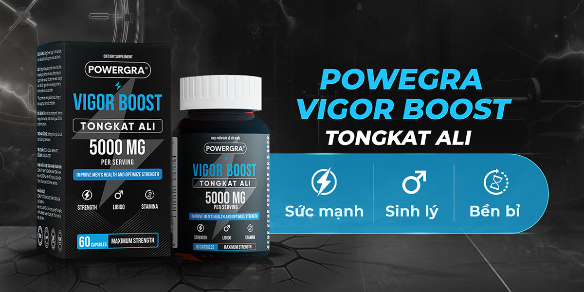Viên uống phục hồi và tăng cường sinh lý nam Powergra Vigor Boost TongKat Ali