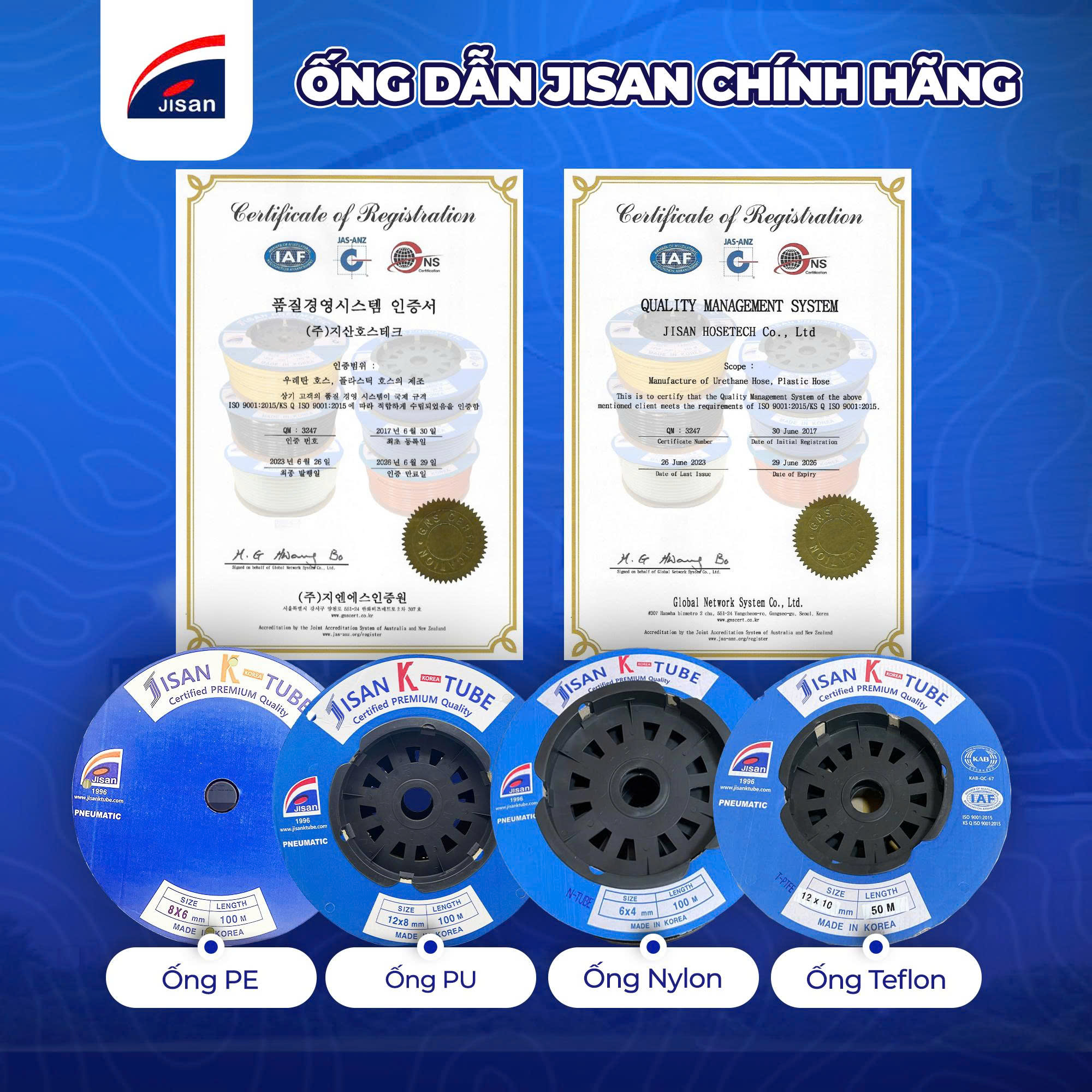 Ống dẫn Jisan Hàn Quốc chính hãng
