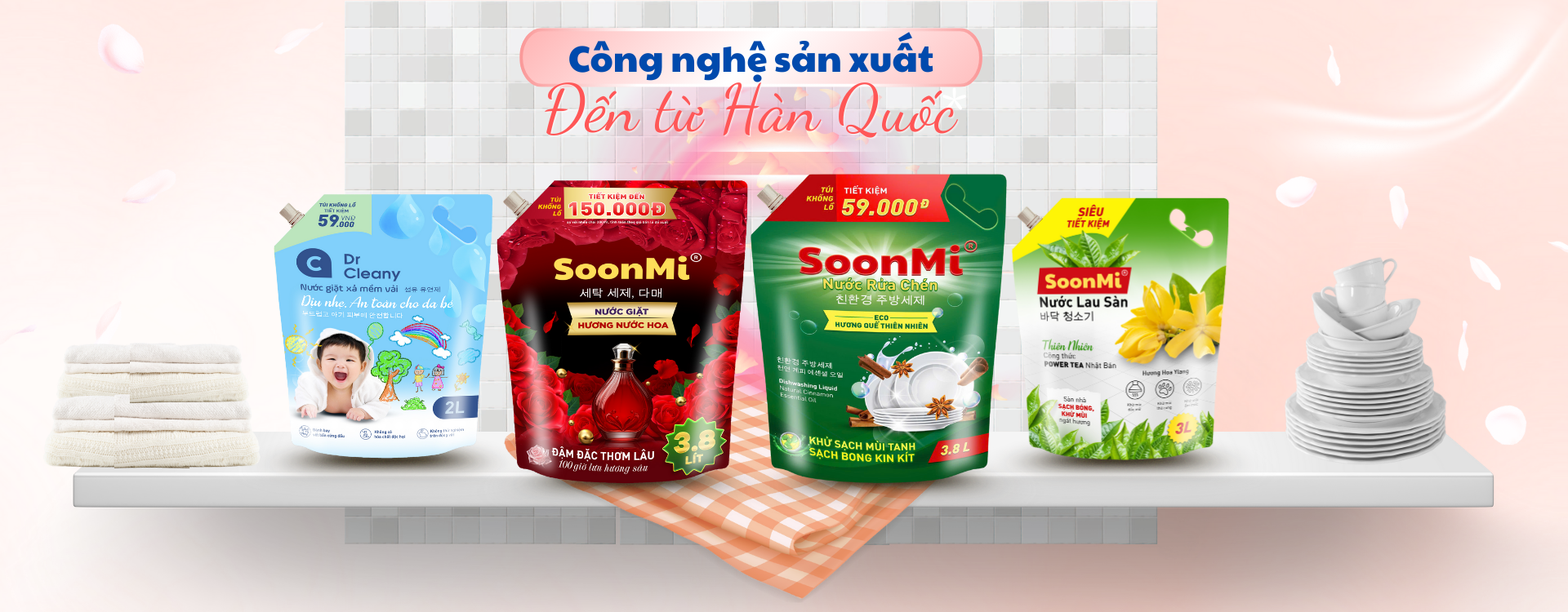 Nước giặt, nước rửa chén, nước lau sàn