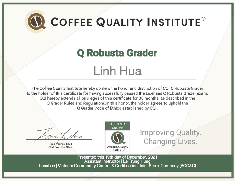 Q-Grader Certificate