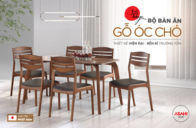 Bộ bàn ghế ăn gỗ óc chó, bàn ăn óc chó, bộ bàn ghế ăn