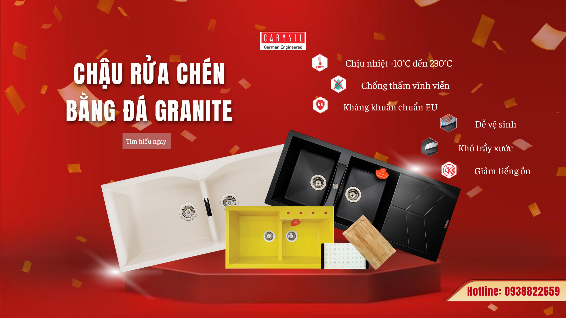 Chậu rửa chén bằng đá granite của Carysil